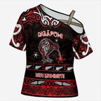 Personalised Ngapuhi Aotearoa Meri Kirihimete Cross Shoulder Shirt Maori Kiwi Bird Silver Fern Koru Pattern
