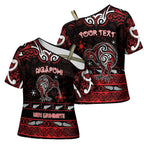 Personalised Ngapuhi Aotearoa Meri Kirihimete Cross Shoulder Shirt Maori Kiwi Bird Silver Fern Koru Pattern