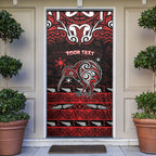 Personalised Ngapuhi Aotearoa Meri Kirihimete Door Cover Maori Kiwi Bird Silver Fern Koru Pattern