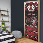 Personalised Ngapuhi Aotearoa Meri Kirihimete Door Cover Maori Kiwi Bird Silver Fern Koru Pattern