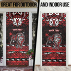 Personalised Ngapuhi Aotearoa Meri Kirihimete Door Cover Maori Kiwi Bird Silver Fern Koru Pattern