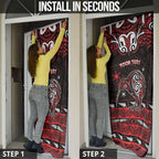 Personalised Ngapuhi Aotearoa Meri Kirihimete Door Cover Maori Kiwi Bird Silver Fern Koru Pattern
