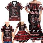 Personalised Ngapuhi Aotearoa Meri Kirihimete Family Matching Off Shoulder Maxi Dress and Hawaiian Shirt Maori Kiwi Bird Silver Fern Koru Pattern