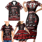 Personalised Ngapuhi Aotearoa Meri Kirihimete Family Matching Short Sleeve Bodycon Dress and Hawaiian Shirt Maori Kiwi Bird Silver Fern Koru Pattern