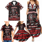 Personalised Ngapuhi Aotearoa Meri Kirihimete Family Matching Summer Maxi Dress and Hawaiian Shirt Maori Kiwi Bird Silver Fern Koru Pattern