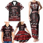Personalised Ngapuhi Aotearoa Meri Kirihimete Family Matching Tank Maxi Dress and Hawaiian Shirt Maori Kiwi Bird Silver Fern Koru Pattern