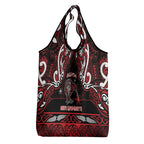 Ngapuhi Aotearoa Meri Kirihimete Grocery Bag Maori Kiwi Bird Silver Fern Koru Pattern
