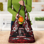 Ngapuhi Aotearoa Meri Kirihimete Grocery Bag Maori Kiwi Bird Silver Fern Koru Pattern