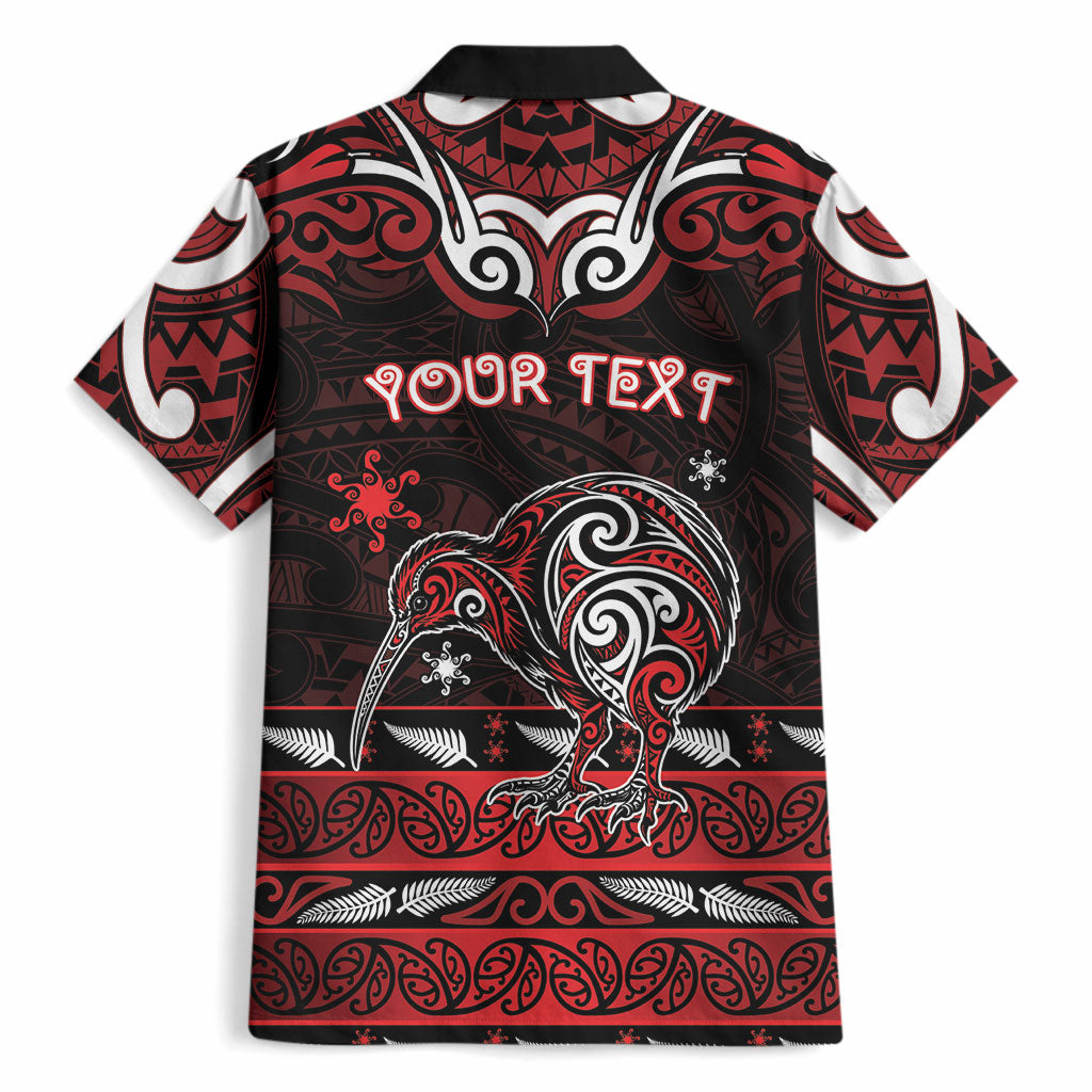 Personalised Ngapuhi Aotearoa Meri Kirihimete Hawaiian Shirt Maori Kiwi Bird Silver Fern Koru Pattern