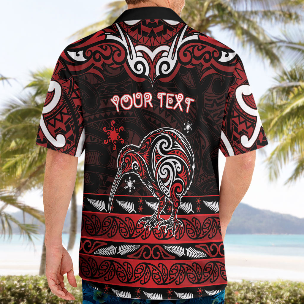 Personalised Ngapuhi Aotearoa Meri Kirihimete Hawaiian Shirt Maori Kiwi Bird Silver Fern Koru Pattern