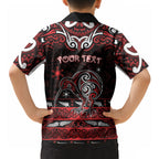 Personalised Ngapuhi Aotearoa Meri Kirihimete Hawaiian Shirt Maori Kiwi Bird Silver Fern Koru Pattern