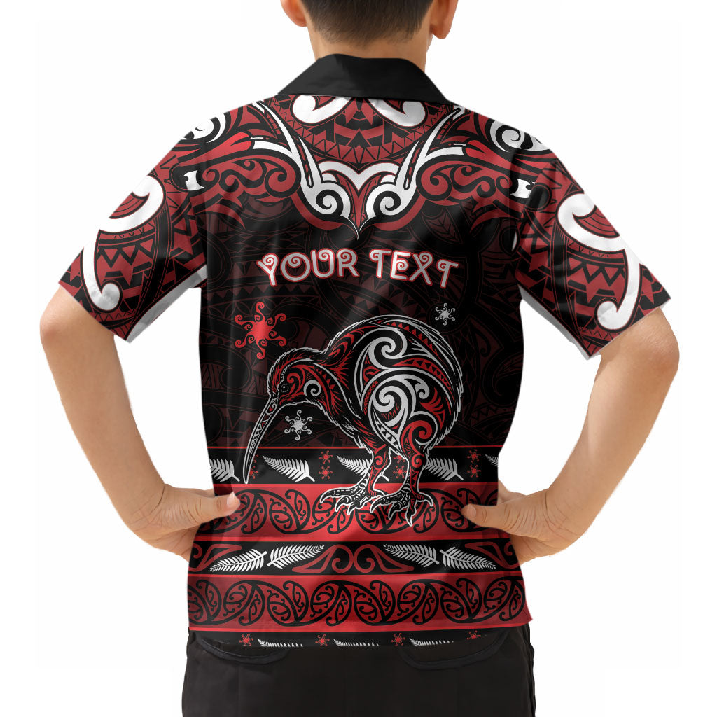Personalised Ngapuhi Aotearoa Meri Kirihimete Hawaiian Shirt Maori Kiwi Bird Silver Fern Koru Pattern