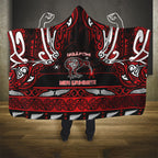 Ngapuhi Aotearoa Meri Kirihimete Hooded Blanket Maori Kiwi Bird Silver Fern Koru Pattern