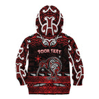 Personalised Ngapuhi Aotearoa Meri Kirihimete Kid Hoodie Maori Kiwi Bird Silver Fern Koru Pattern