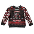Personalised Ngapuhi Aotearoa Meri Kirihimete Kid Ugly Christmas Sweater Maori Kiwi Bird Silver Fern Koru Pattern