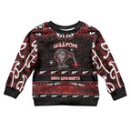 Personalised Ngapuhi Aotearoa Meri Kirihimete Kid Ugly Christmas Sweater Maori Kiwi Bird Silver Fern Koru Pattern