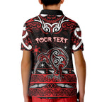 Personalised Ngapuhi Aotearoa Meri Kirihimete Kid Polo Shirt Maori Kiwi Bird Silver Fern Koru Pattern