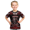 Personalised Ngapuhi Aotearoa Meri Kirihimete Kid T Shirt Maori Kiwi Bird Silver Fern Koru Pattern