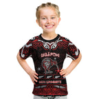 Personalised Ngapuhi Aotearoa Meri Kirihimete Kid T Shirt Maori Kiwi Bird Silver Fern Koru Pattern