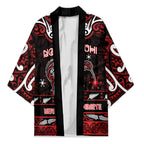Personalised Ngapuhi Aotearoa Meri Kirihimete Kimono Maori Kiwi Bird Silver Fern Koru Pattern
