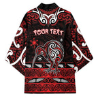 Personalised Ngapuhi Aotearoa Meri Kirihimete Kimono Maori Kiwi Bird Silver Fern Koru Pattern