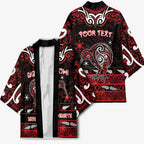 Personalised Ngapuhi Aotearoa Meri Kirihimete Kimono Maori Kiwi Bird Silver Fern Koru Pattern