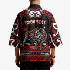 Personalised Ngapuhi Aotearoa Meri Kirihimete Kimono Maori Kiwi Bird Silver Fern Koru Pattern