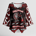 Personalised Ngapuhi Aotearoa Meri Kirihimete Kimono Sleeve Blouse Maori Kiwi Bird Silver Fern Koru Pattern
