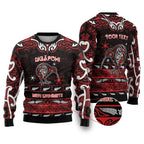 Personalised Ngapuhi Aotearoa Meri Kirihimete Ugly Christmas Sweater Maori Kiwi Bird Silver Fern Koru Pattern
