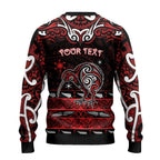 Personalised Ngapuhi Aotearoa Meri Kirihimete Ugly Christmas Sweater Maori Kiwi Bird Silver Fern Koru Pattern