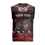 Personalised Ngapuhi Aotearoa Meri Kirihimete Christmas Knitted V-Neck Vest Maori Kiwi Bird Silver Fern Koru Pattern