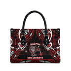 Ngapuhi Aotearoa Meri Kirihimete Leather Bag Maori Kiwi Bird Silver Fern Koru Pattern