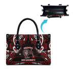 Ngapuhi Aotearoa Meri Kirihimete Leather Bag Maori Kiwi Bird Silver Fern Koru Pattern