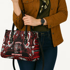 Ngapuhi Aotearoa Meri Kirihimete Leather Bag Maori Kiwi Bird Silver Fern Koru Pattern