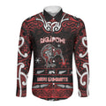 Personalised Ngapuhi Aotearoa Meri Kirihimete Long Sleeve Button Shirt Maori Kiwi Bird Silver Fern Koru Pattern