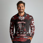 Personalised Ngapuhi Aotearoa Meri Kirihimete Long Sleeve Polo Shirt Maori Kiwi Bird Silver Fern Koru Pattern