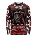 Personalised Ngapuhi Aotearoa Meri Kirihimete Long Sleeve Shirt Maori Kiwi Bird Silver Fern Koru Pattern