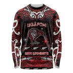 Personalised Ngapuhi Aotearoa Meri Kirihimete Long Sleeve Shirt Maori Kiwi Bird Silver Fern Koru Pattern