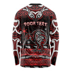 Personalised Ngapuhi Aotearoa Meri Kirihimete Long Sleeve Shirt Maori Kiwi Bird Silver Fern Koru Pattern