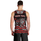 Personalised Ngapuhi Aotearoa Meri Kirihimete Men Tank Top Maori Kiwi Bird Silver Fern Koru Pattern