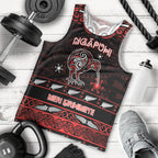 Personalised Ngapuhi Aotearoa Meri Kirihimete Men Tank Top Maori Kiwi Bird Silver Fern Koru Pattern