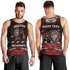 Personalised Ngapuhi Aotearoa Meri Kirihimete Men Tank Top Maori Kiwi Bird Silver Fern Koru Pattern
