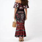 Personalised Ngapuhi Aotearoa Meri Kirihimete Mermaid Dress Maori Kiwi Bird Silver Fern Koru Pattern