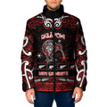 Personalised Ngapuhi Aotearoa Meri Kirihimete Padded Jacket Maori Kiwi Bird Silver Fern Koru Pattern