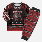 Personalised Ngapuhi Aotearoa Meri Kirihimete Christmas Pajama Set Maori Kiwi Bird Silver Fern Koru Pattern