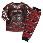 Personalised Ngapuhi Aotearoa Meri Kirihimete Christmas Pajama Set Maori Kiwi Bird Silver Fern Koru Pattern