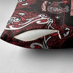 Ngapuhi Aotearoa Meri Kirihimete Pillow Cover Maori Kiwi Bird Silver Fern Koru Pattern