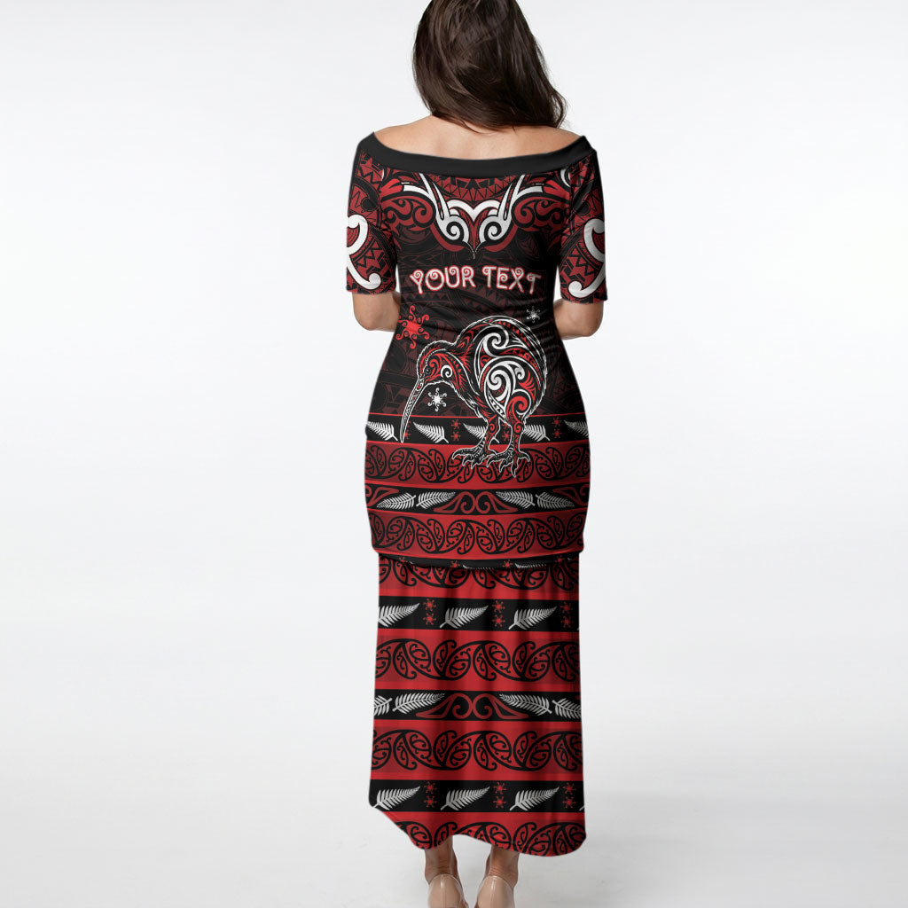 Personalised Ngapuhi Aotearoa Meri Kirihimete Puletasi Maori Kiwi Bird Silver Fern Koru Pattern