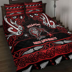 Ngapuhi Aotearoa Meri Kirihimete Quilt Bed Set Maori Kiwi Bird Silver Fern Koru Pattern