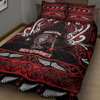 Ngapuhi Aotearoa Meri Kirihimete Quilt Bed Set Maori Kiwi Bird Silver Fern Koru Pattern